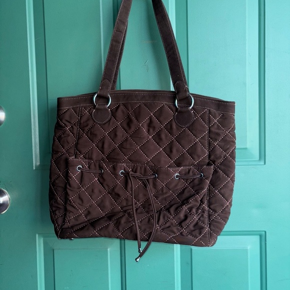 Vera Bradley quilted brown tote handbag great condition - Picture 2 of 8